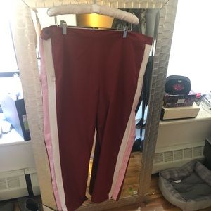 ASOS pants pink and white side stripe